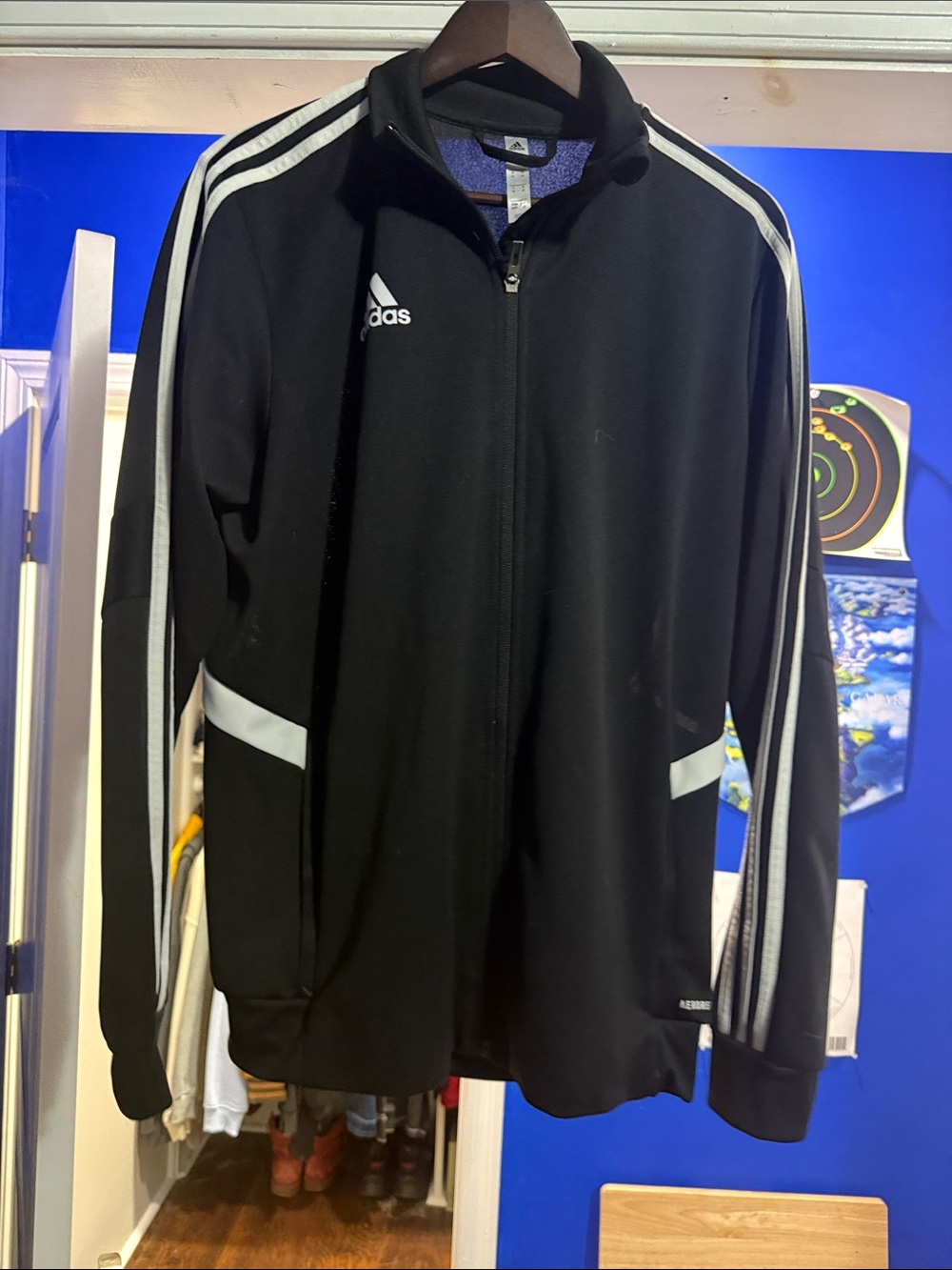 adidas Black Jacket with White Stripes